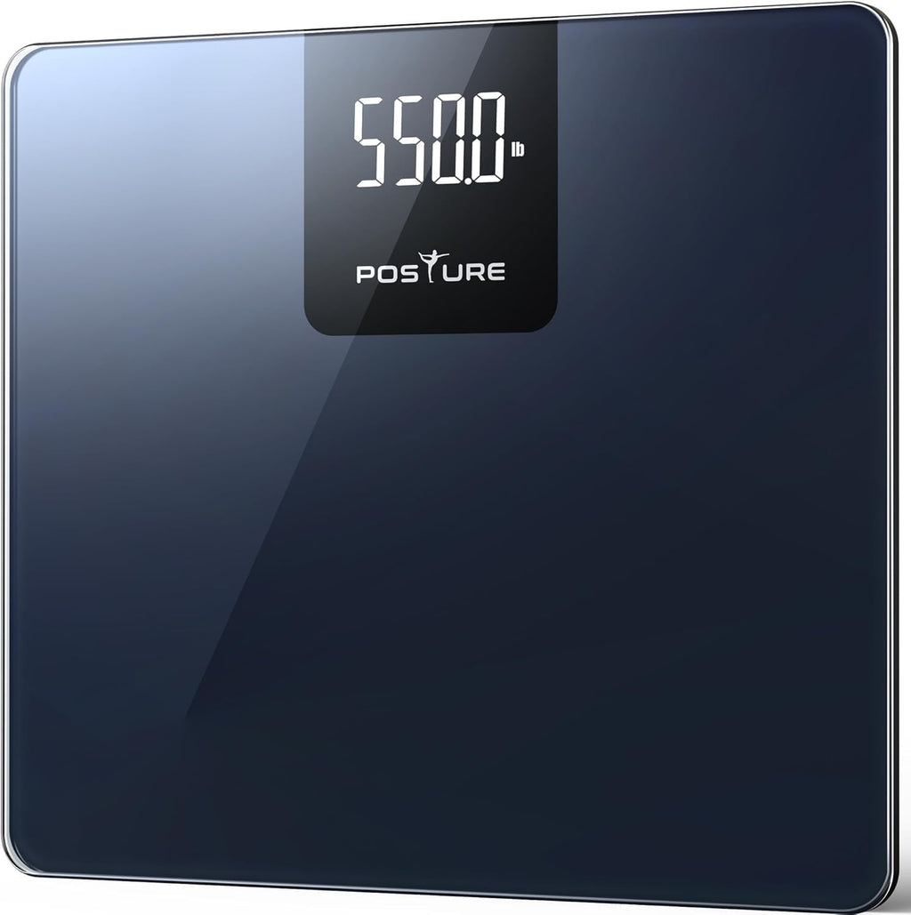 Posture Digital Bathroom Scale 550 lb Capacity Tempered Glass Extra-Wide Platform

