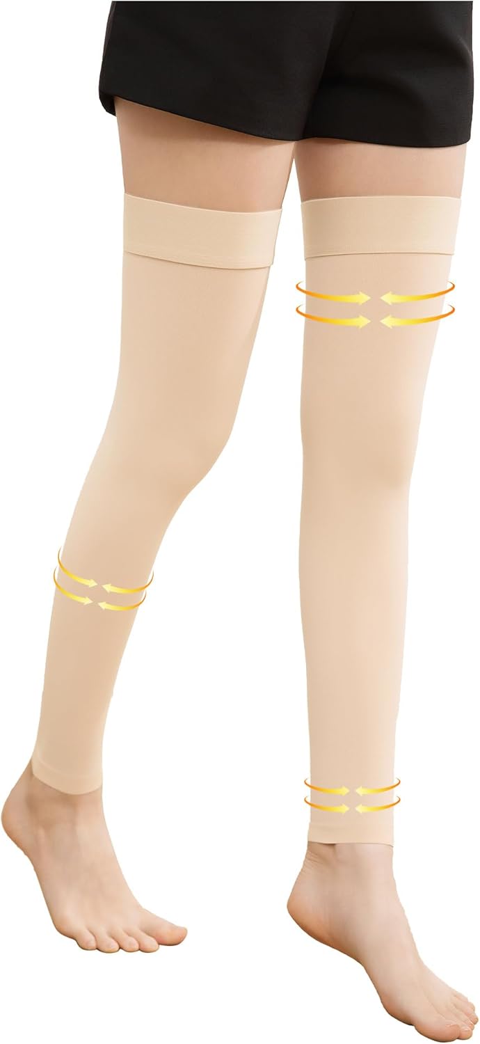 Myshear 20–30 mmHg Thigh High Compression Stockings, Footless Graduated Socks

