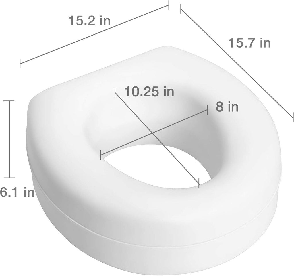 HealthSmart Raised Toilet Seat Riser, 5 in Padded Toilet Seat Elevation

