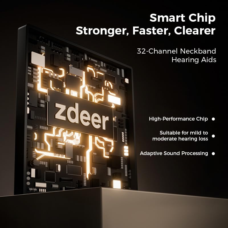 ZDEER OTC Hearing Aids for Seniors Dual-Chip Rechargeable Noise Reduction Neckband

