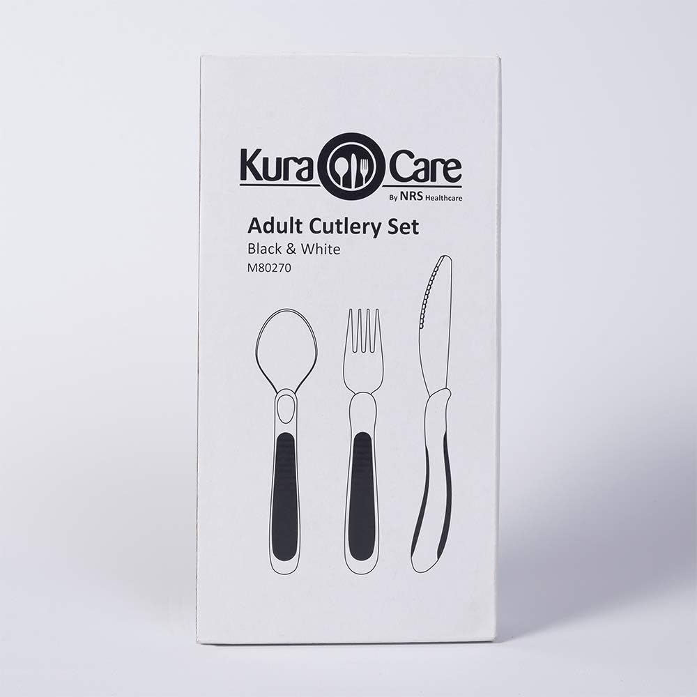 NRS Healthcare Kura Care Adult Easy Grip Cutlery Set, Stainless Steel

