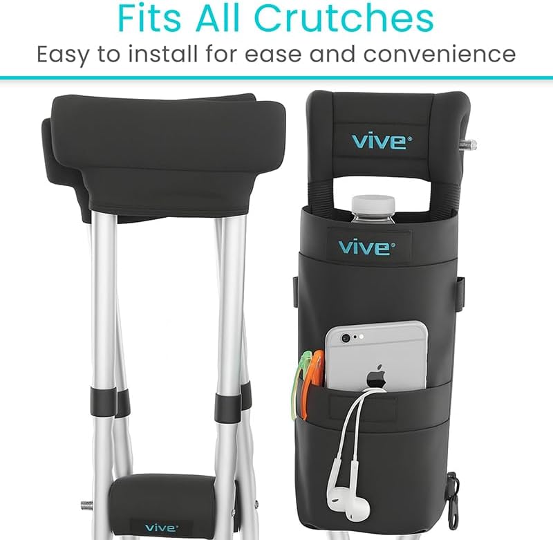 Vive Crutch Pads, Hand Grips, and Pouch Accessory Kit for Adults

