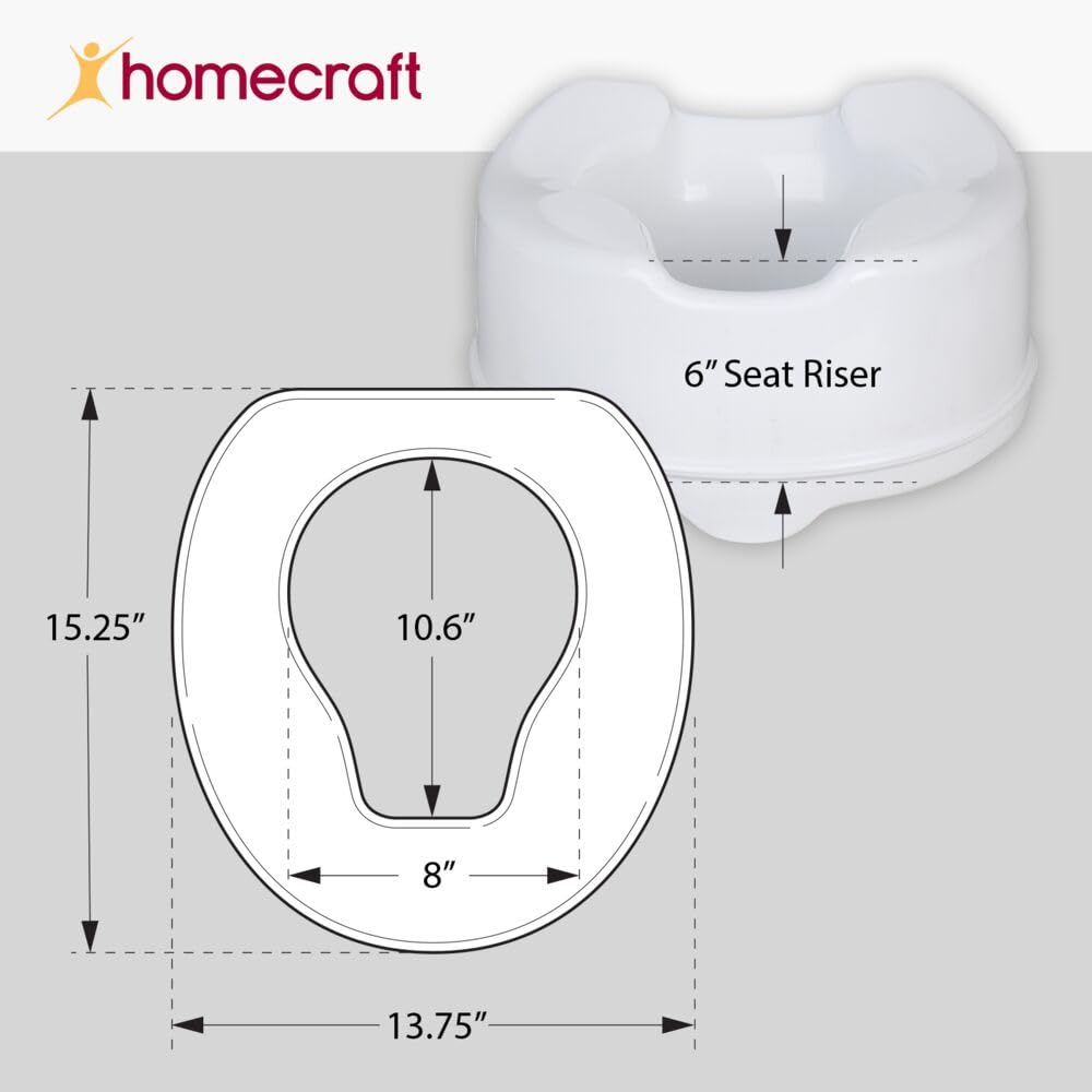 Homecraft Savanah Raised Toilet Riser with Locking Brackets for Standard Toilets

