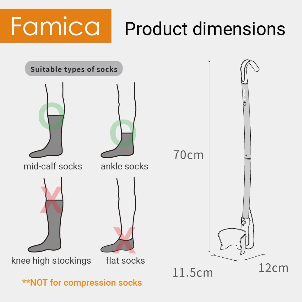 Sock Aid Device, Footwear Helper Tool for Seniors and Limited Mobility

