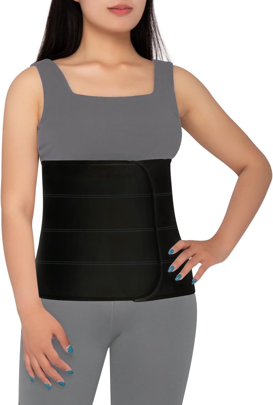 Abdominal Binder Post Surgery for Men and Women, 12-inch High Spandex Compression Belt

