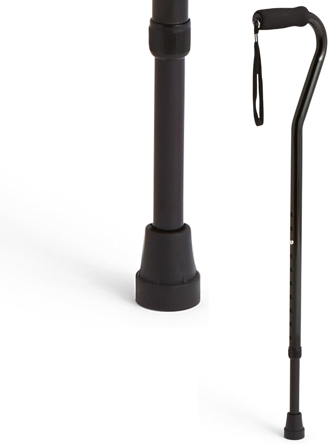 Medline Offset Handle Aluminum Cane with Foam Grip, Lightweight Mobility Support

