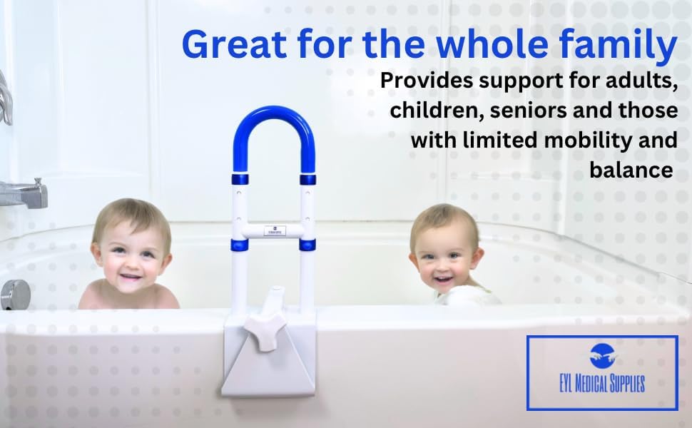 EYL Medical Supplies Adjustable Clamp-On Bathtub Grab Bar, 300 lb Capacity

