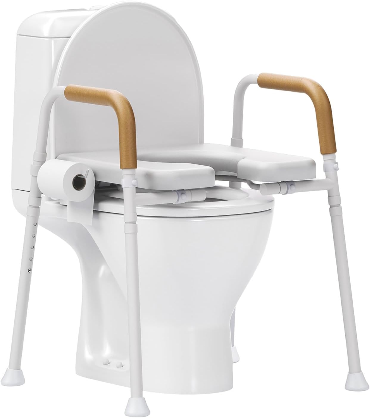 Loyoda Heavy-Duty Steel Toilet Seat Riser with Flip-Up Memory Foam, 350 lb

