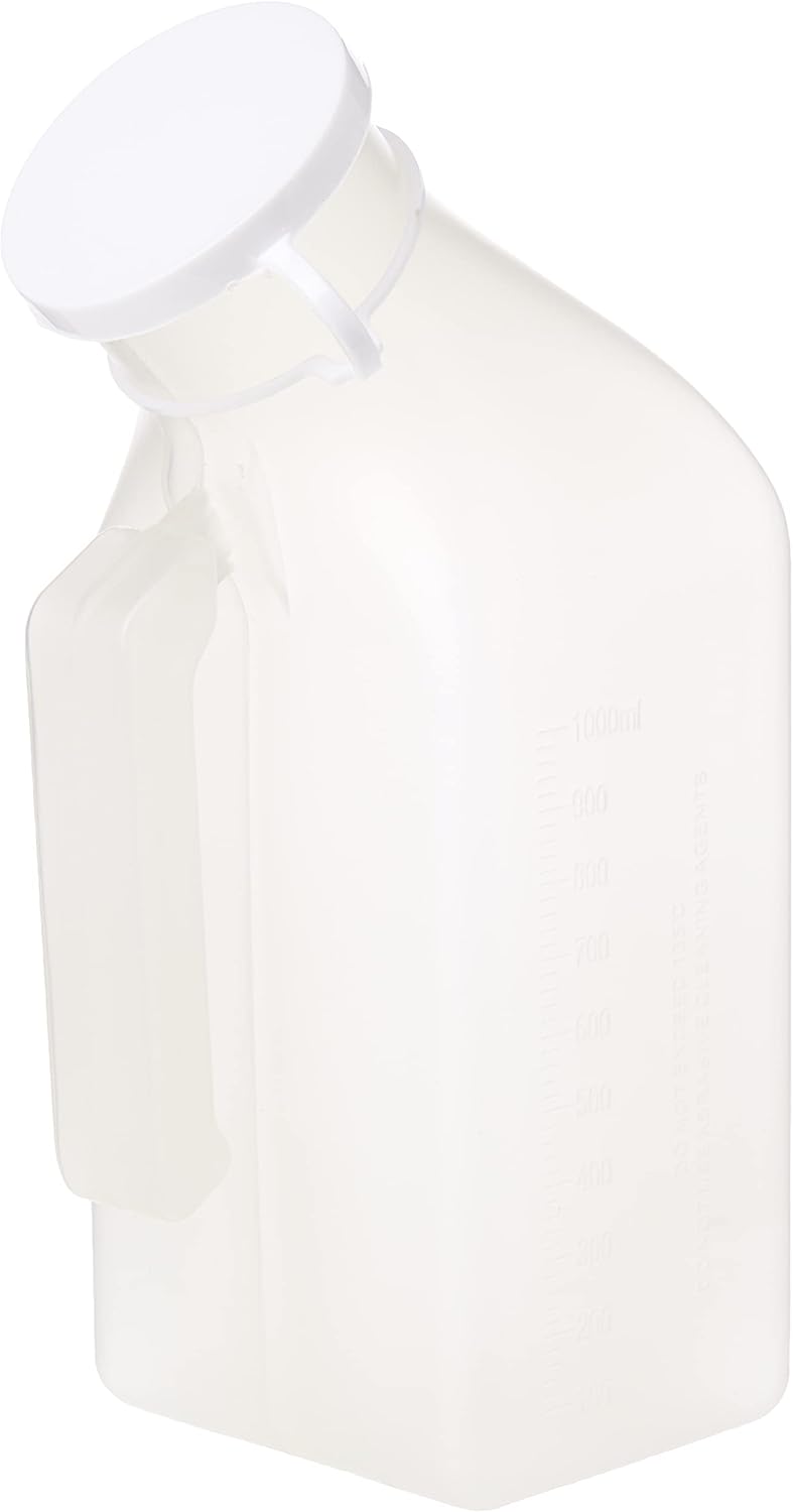 Homecraft Male Urinal Long Neck Incontinence Bottle with Lid, Portable Clear Plastic

