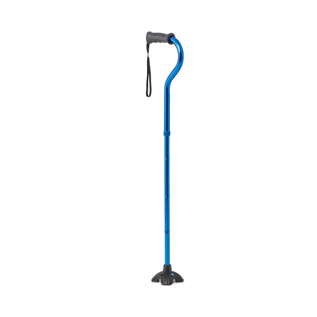 Medline Offset Folding Cane with Cushioned Gel Handle, 4-Point Base, 350 lb Capacity

