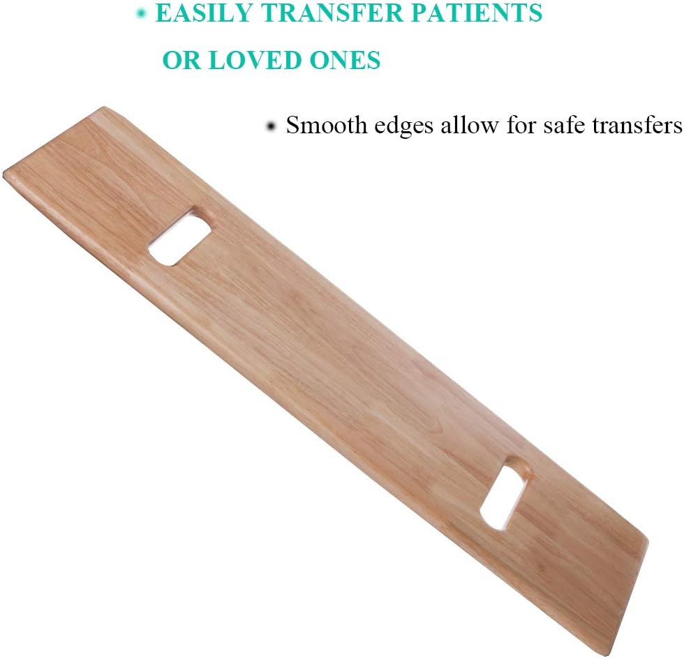 Wooden Transfer Board with Handles, 500 lb Capacity Slide Board for Mobility Transfers


