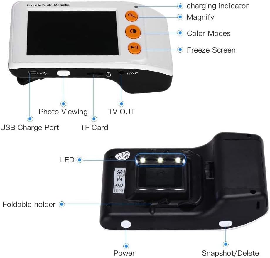 Eyoyo Portable Digital Magnifier 3.5” LCD Video Magnifier Reading Aid 2x–25x Zoom


