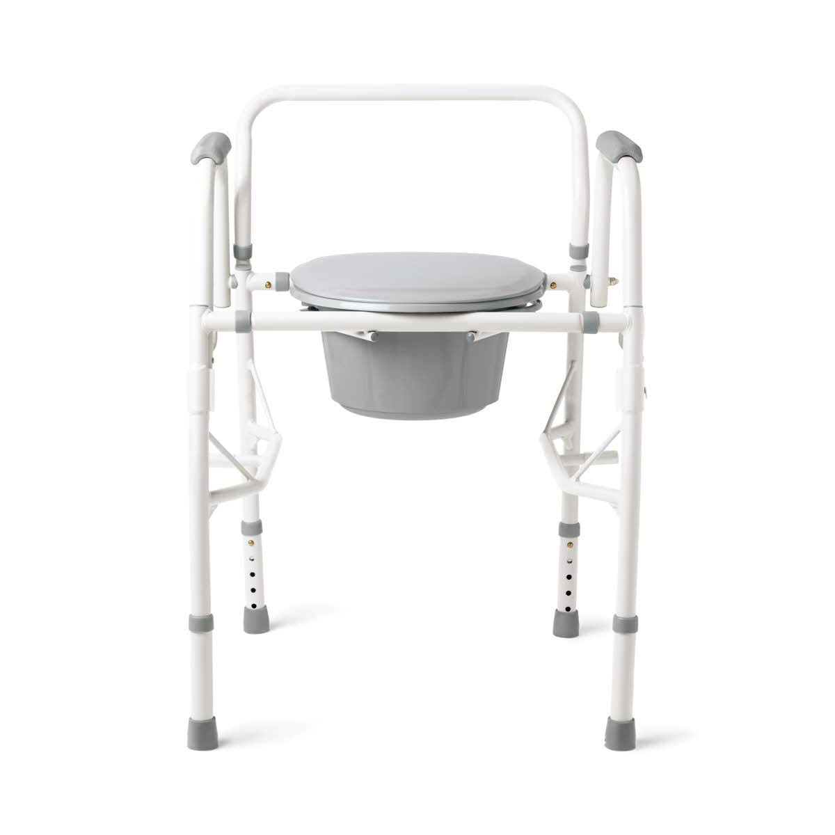 Medline Adjustable Steel Drop-Arm Bedside Commode Chair, Portable Toilet, 350 lb

