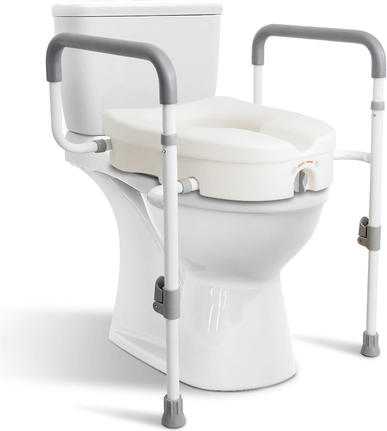 WeHwupe Raised Toilet Seat with Handles and Padded Arms for Elderly Safety

