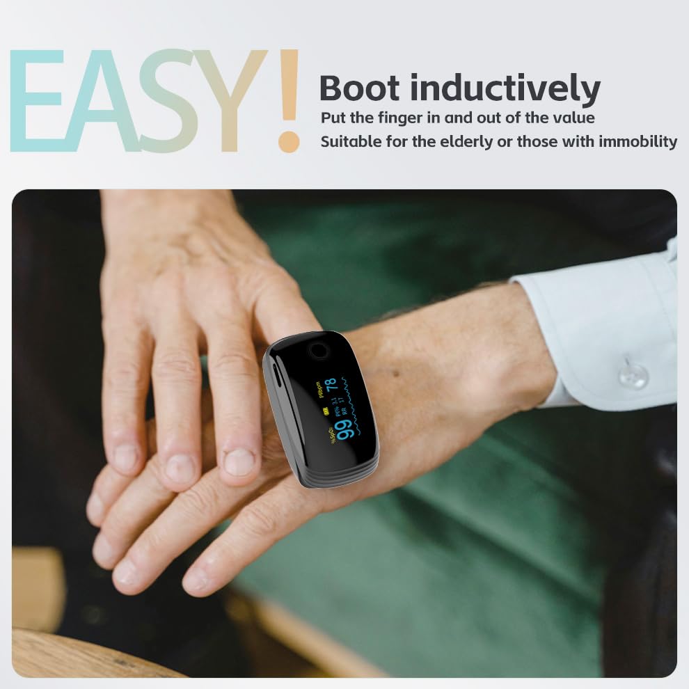 Rechargeable Fingertip Pulse Oximeter, SpO2 & Pulse Rate Monitor OLED for Sports

