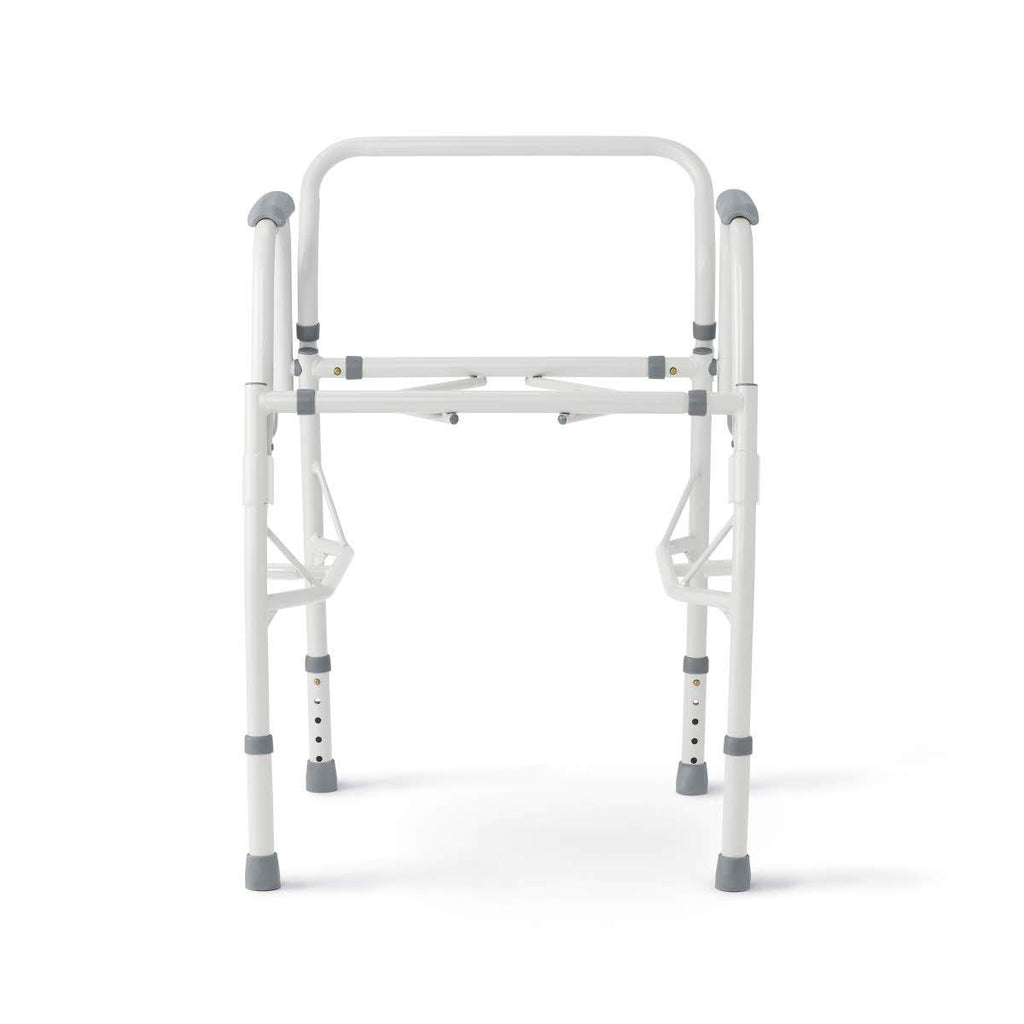 Medline Adjustable Steel Drop-Arm Bedside Commode Chair, Portable Toilet, 350 lb

