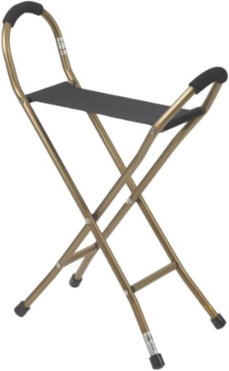 Drive Medical Foldable Walking Cane with Seat, Aluminum Bronze


