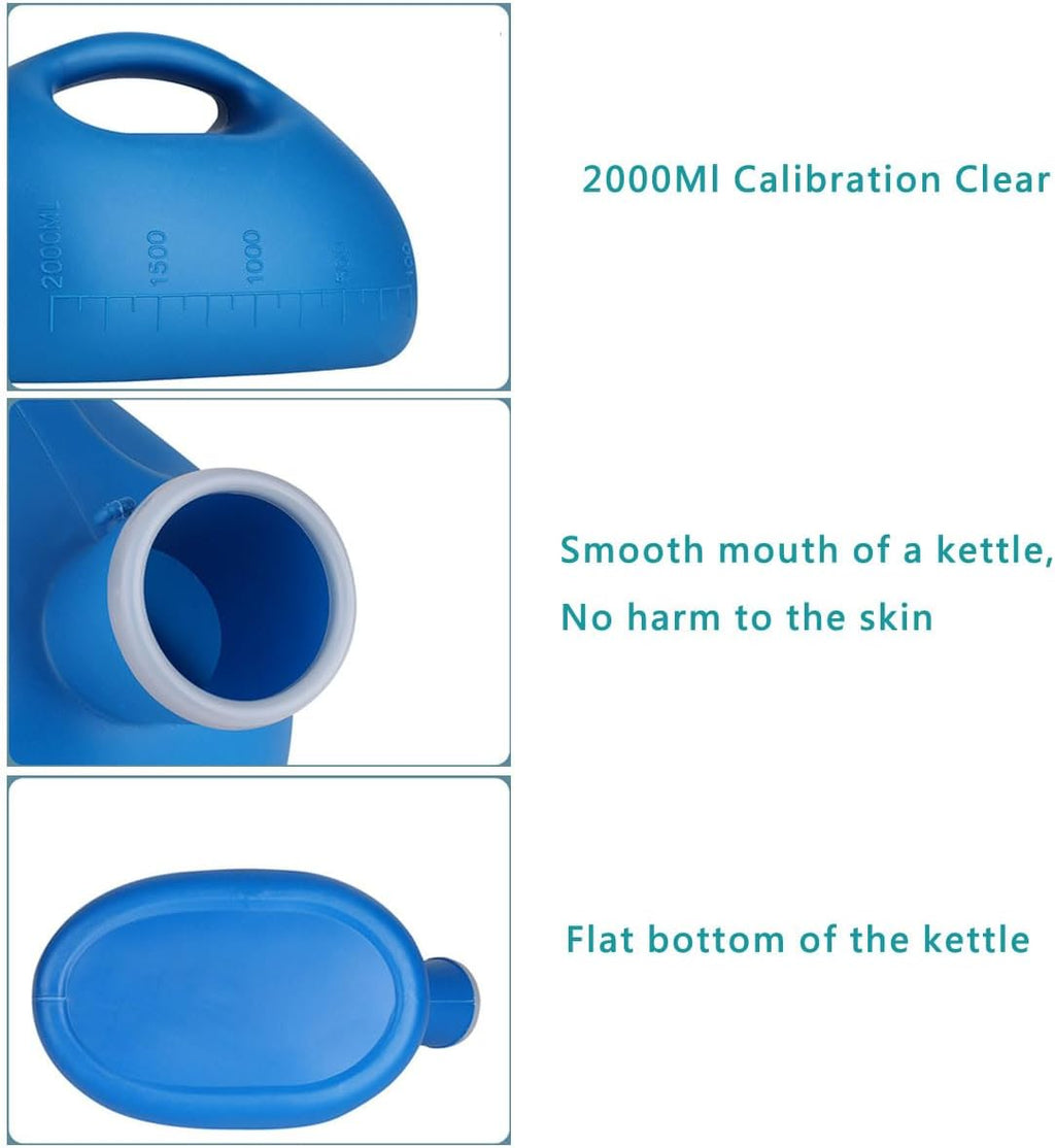 Portable Male Urinal Bottle 68 oz with Lid, 59 in Hose for Men


