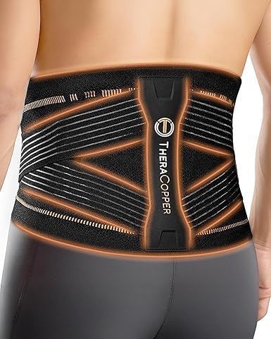 TheraCopper Copper Back Brace Lumbar Support Belt for Lower Back Pain, Sciatica

