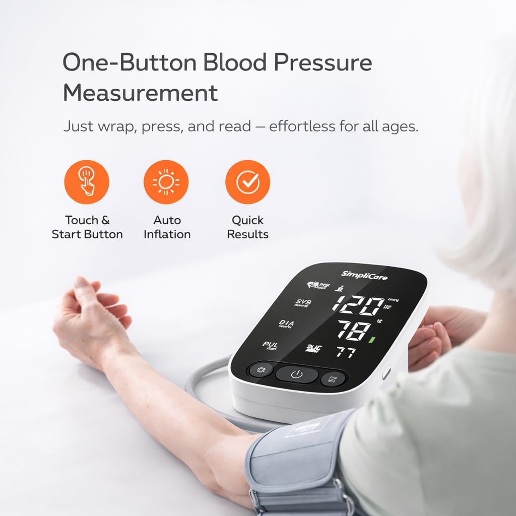 Upper Arm Blood Pressure Monitor with XL Cuff, LED Display, 2-User Memory

