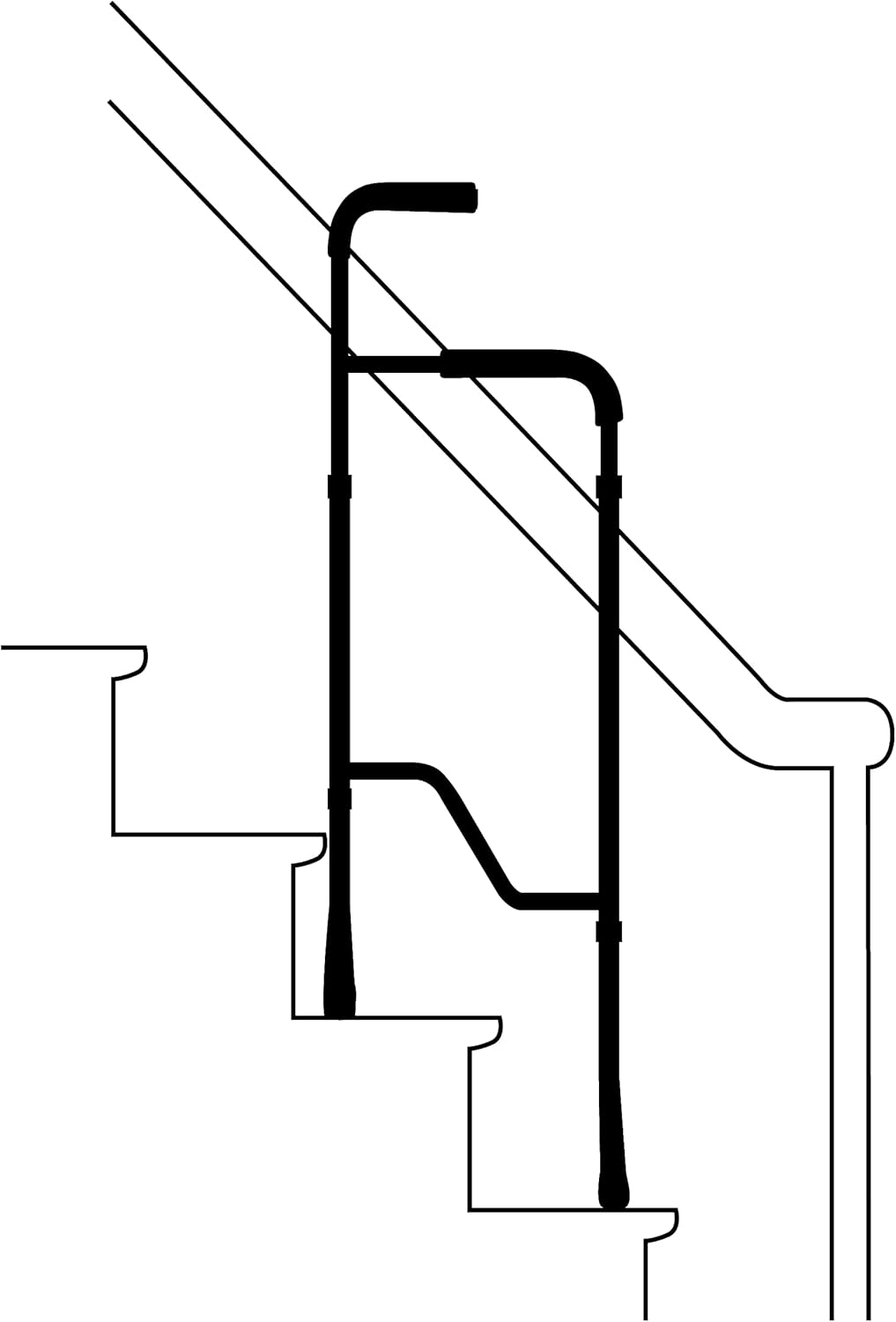 Rock Steady Stair Assist Cane, Lightweight Stair Climbing Aid with Non-Slip Grip

