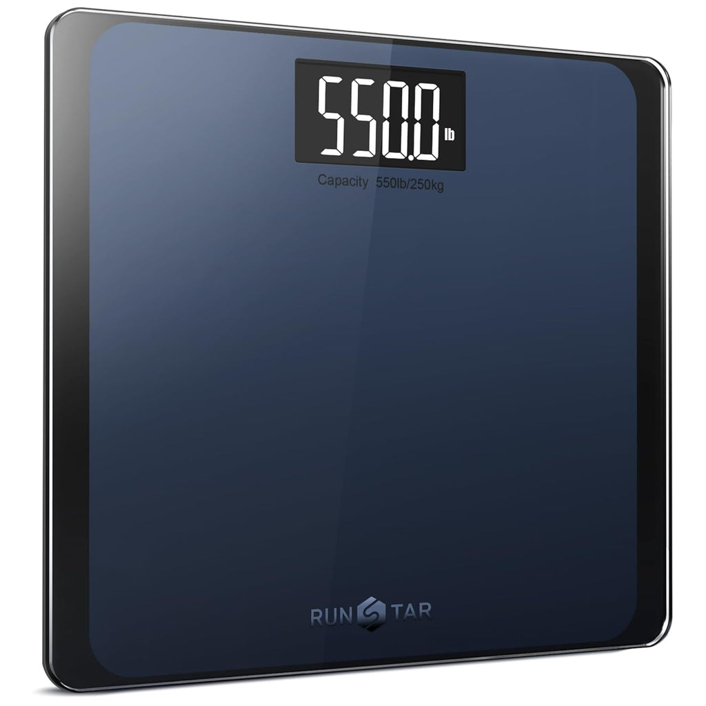 RunStar Digital Bathroom Scale 550 lb Capacity Tempered Glass Extra-Wide LCD

