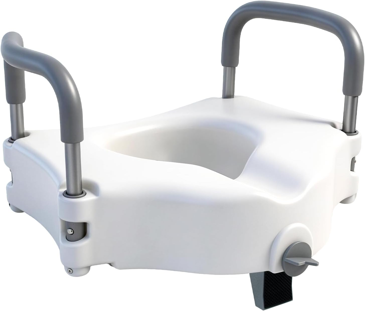 Raised Toilet Seat Riser with Removable Padded Handles, 5-Inch Lift

