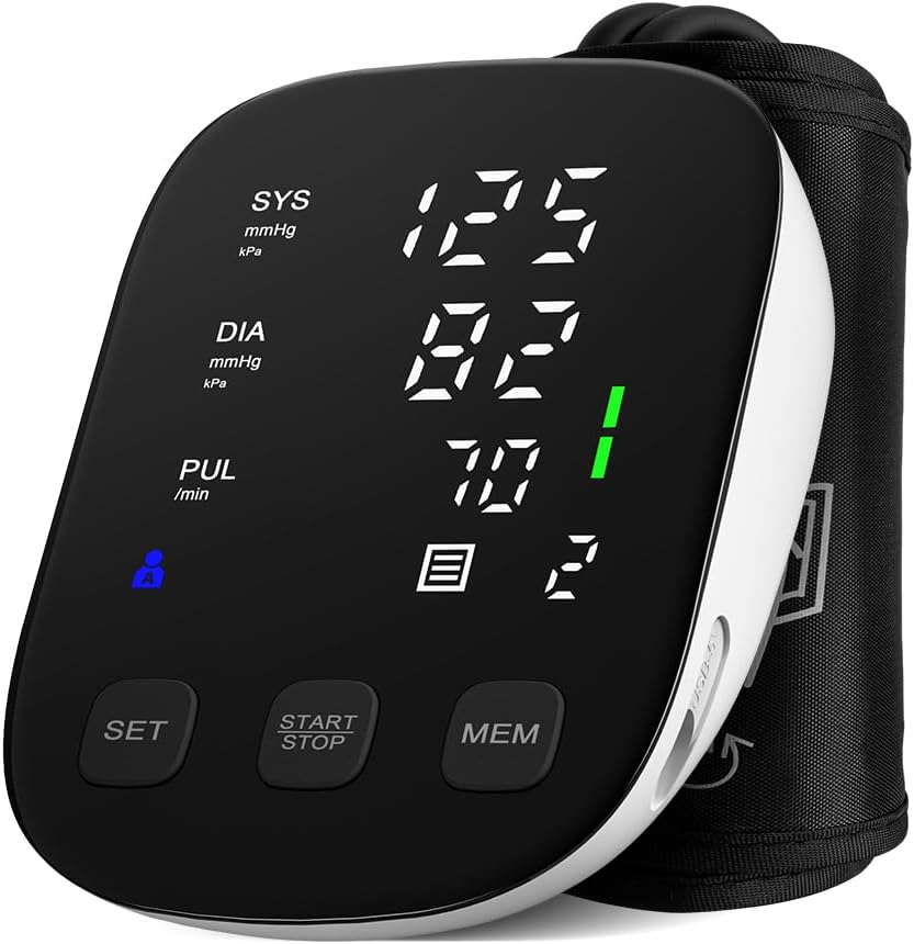 HealthTree Upper Arm Blood Pressure Monitor with Large Display, Dual Power


