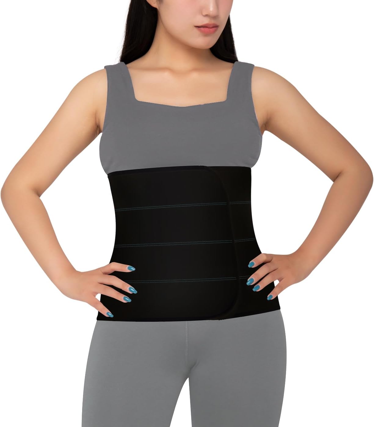 Abdominal Binder Post Surgery for Men and Women, 12-inch High Spandex Compression Belt

