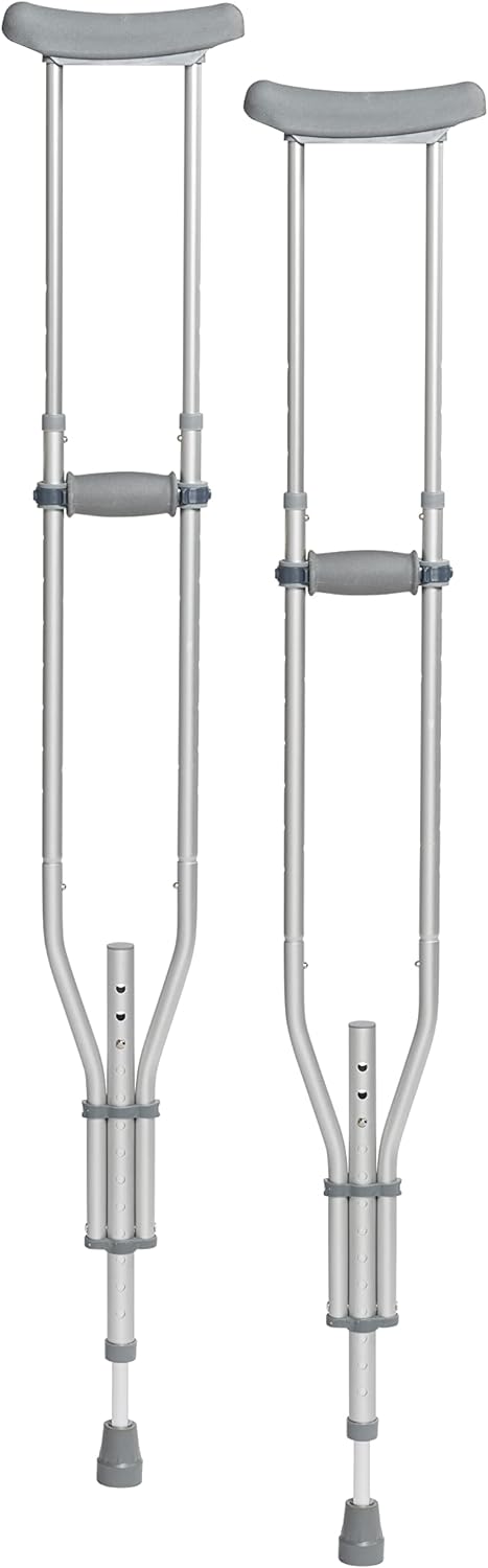Drive Medical Aluminum Adult Crutches with Adjustable Height and Non-Skid Tips

