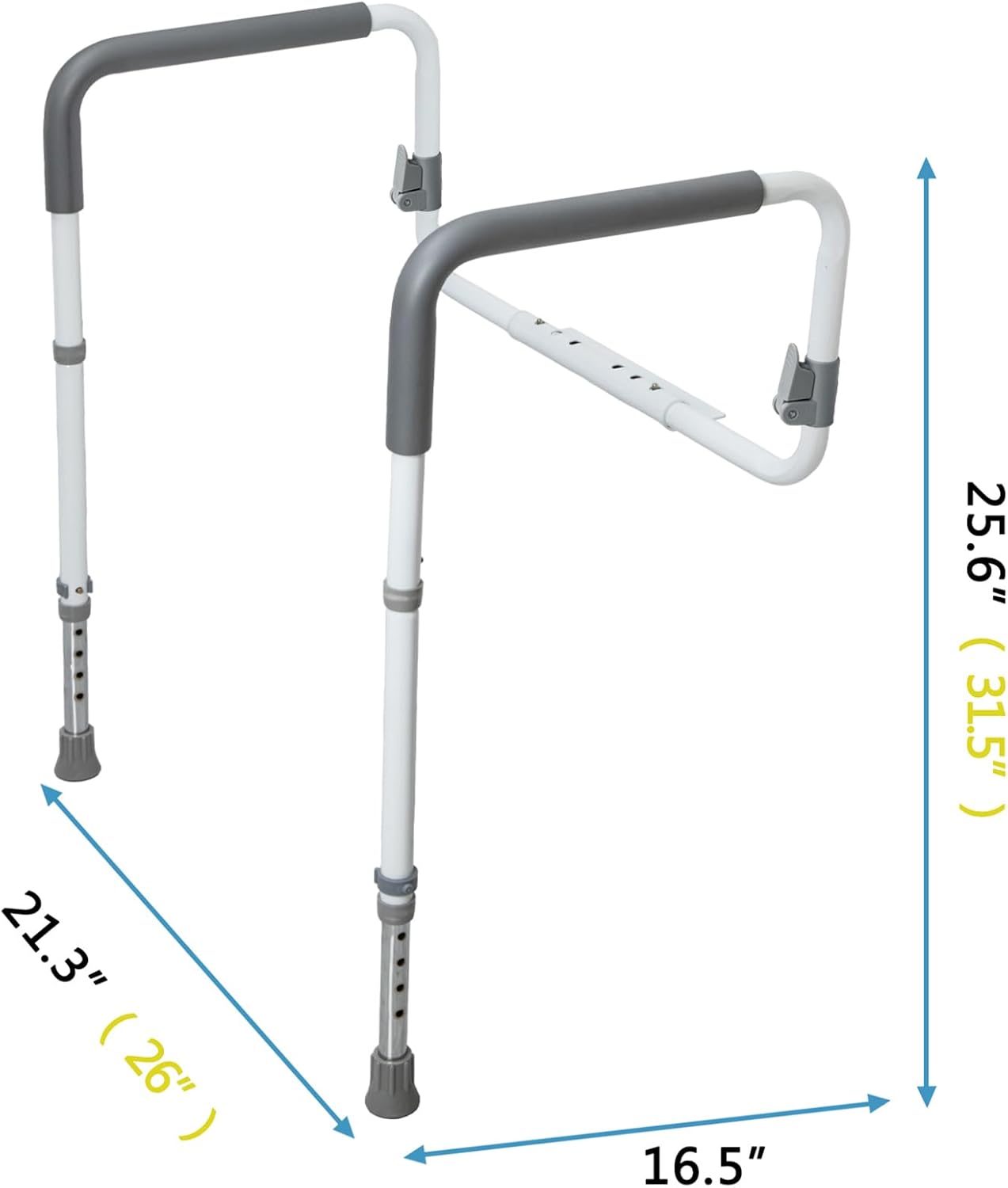 WeHwupe Toilet Safety Rails Adjustable Bathroom Grab Bar with Handles

