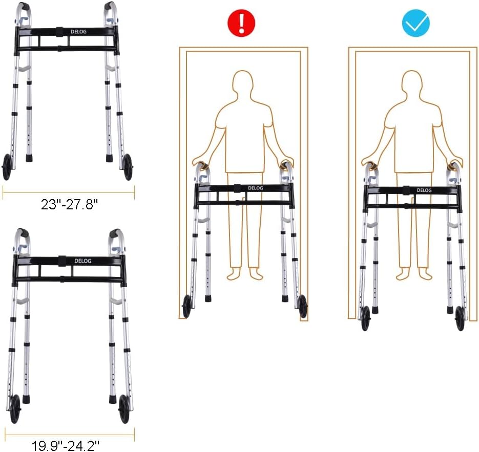 Delog Narrow Walkers for Seniors, Adjustable Width, Tight Space Support Up to 350 lb

