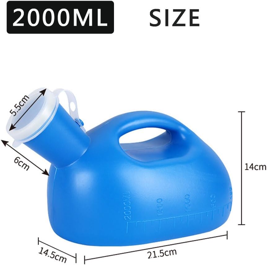 Portable Male Urinal Bottle 68 oz with Lid, 59 in Hose for Men

