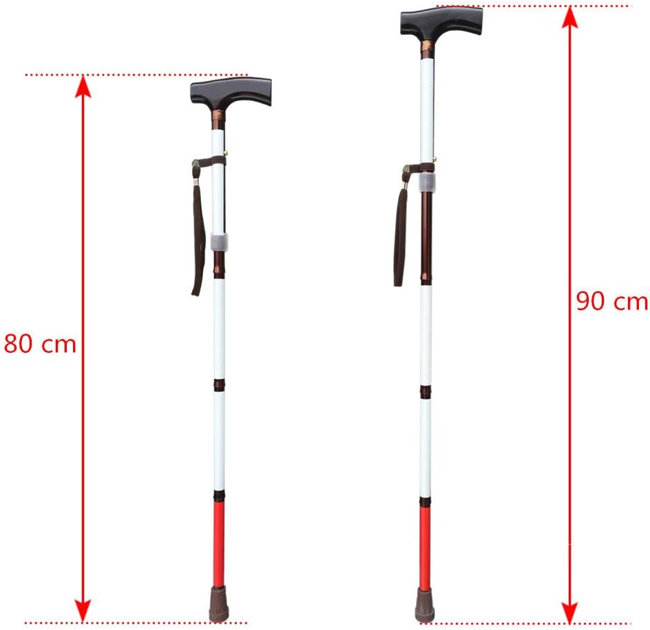Adjustable Folding Walking Cane Support Stick for Mobility, 4-Section, 31.5–35.4 in

