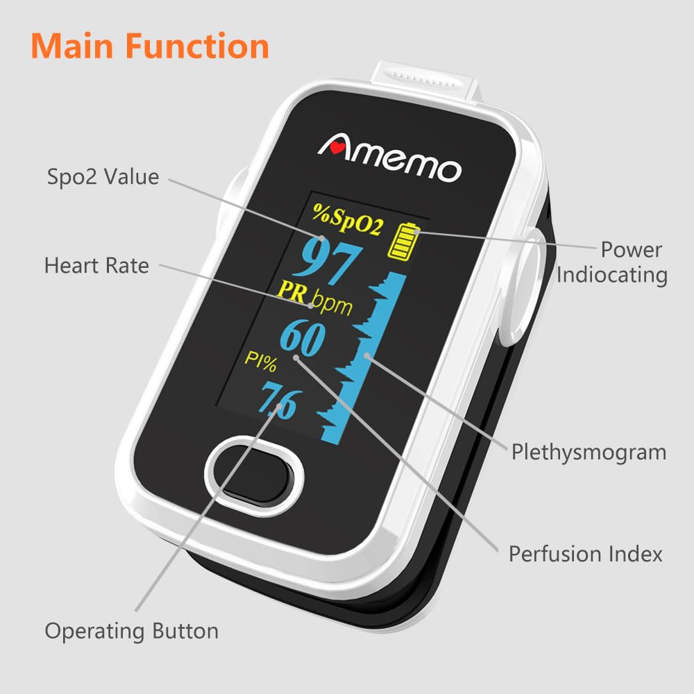 Pulse Oximeter with OLED Display, Fingertip Oxygen Saturation Monitor

