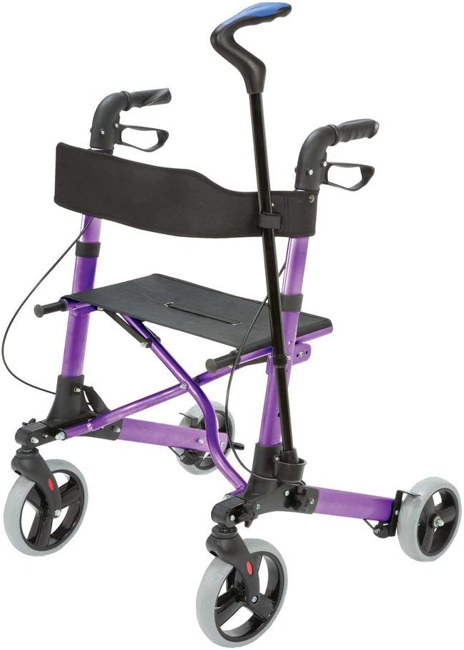 HealthSmart Rollator Walker with Seat and Backrest, Adjustable Handle, Folding Frame

