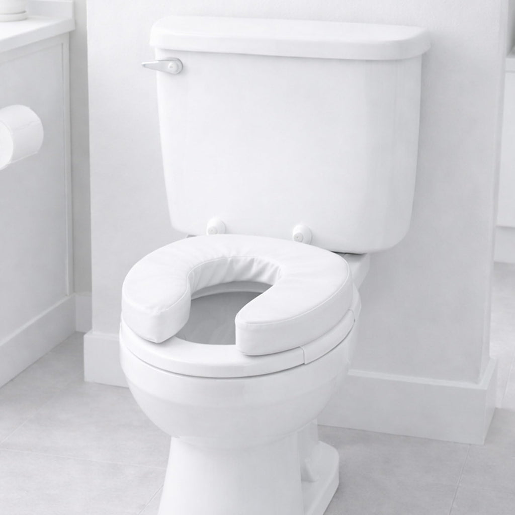 DMI Raised Toilet Seat Riser with Padded Cushion and Cover, White

