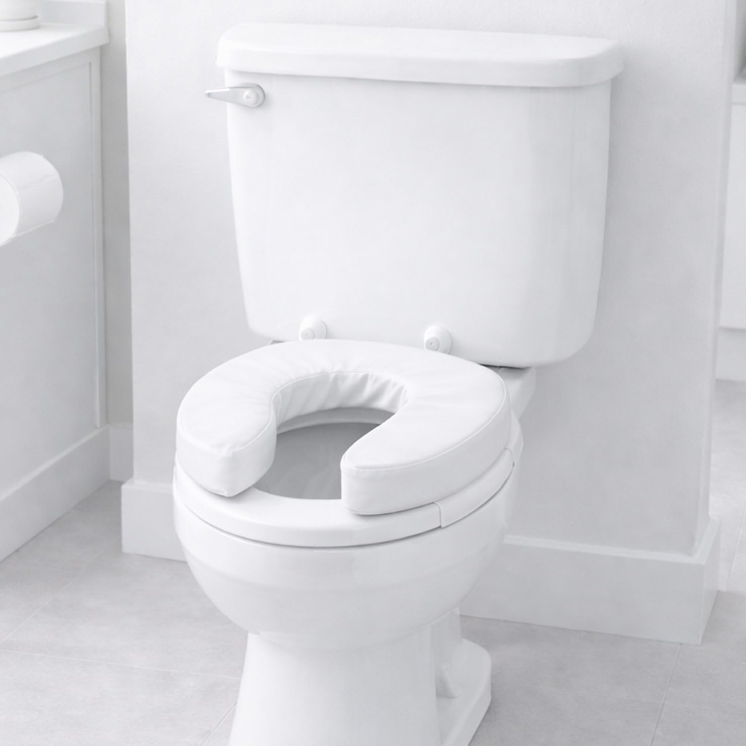 DMI Raised Toilet Seat Riser with Padded Cushion and Cover, White

