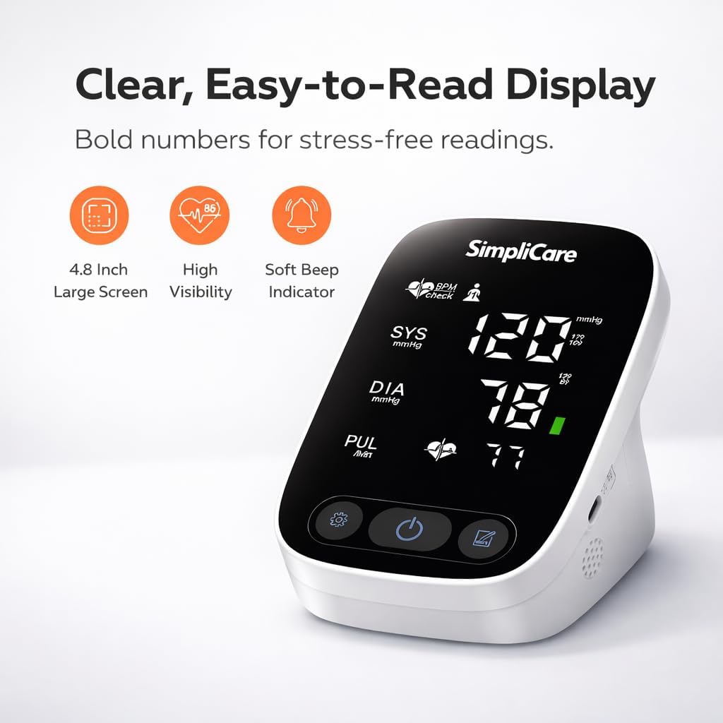 Upper Arm Blood Pressure Monitor with XL Cuff, LED Display, 2-User Memory

