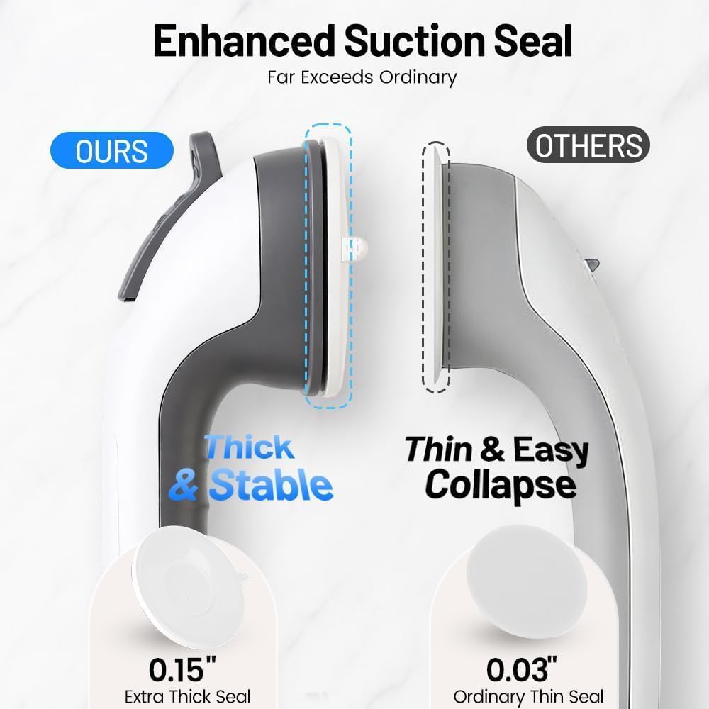 Quiheat Suction Shower Grab Bar for Bathtub, Wall Safety Handle, No Drilling

