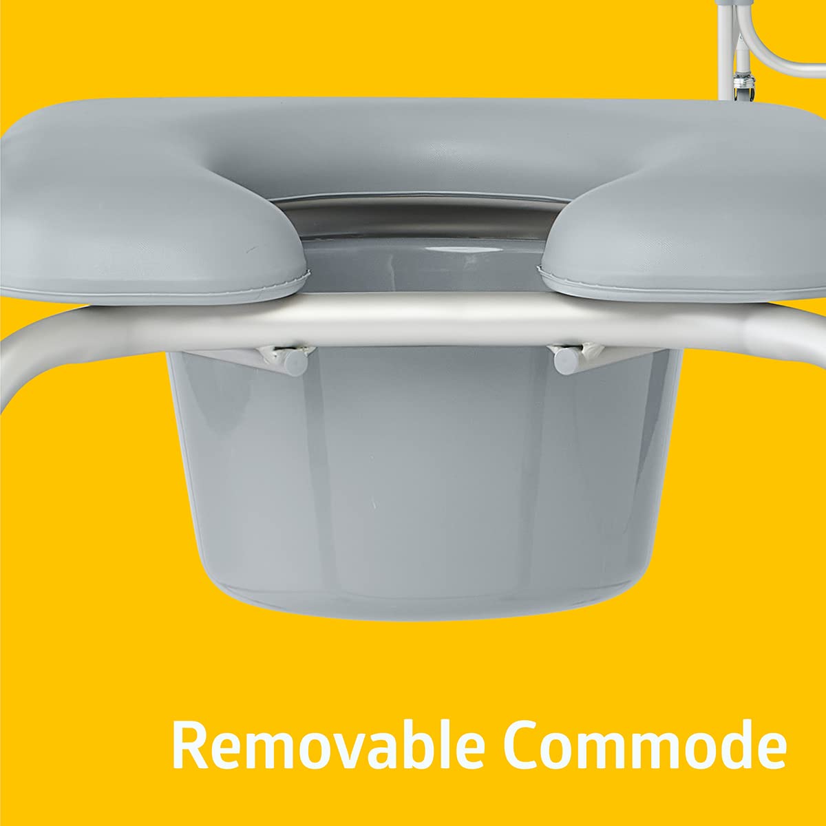 Medline Aluminum Padded Shower Chair Commode with Locking Casters, 300 lb Capacity

