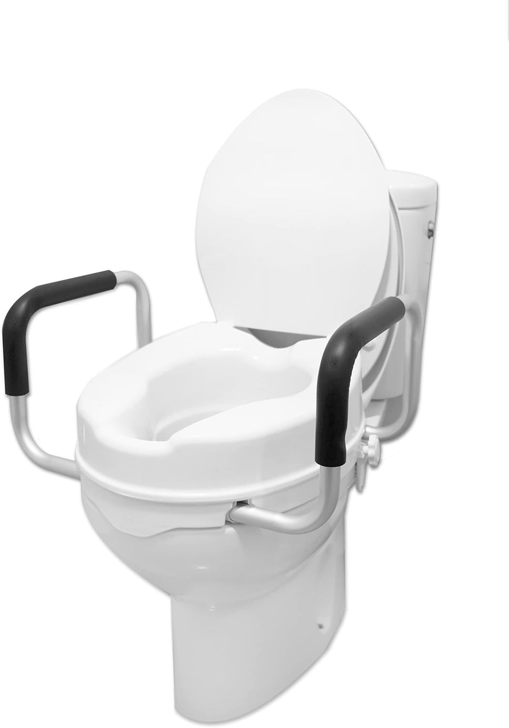 PEPE Mobility Raised Toilet Seat with Handles and Lid, for Seniors, Commode Aid

