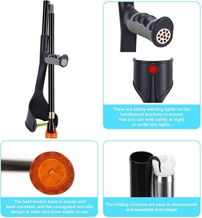 Adult Forearm Crutch with Cuff, Adjustable Folding Anti-Drop Walking Support

