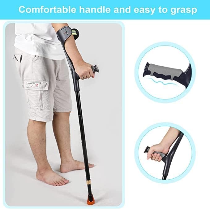 Adult Forearm Crutch with Cuff, Adjustable Folding Anti-Drop Walking Support

