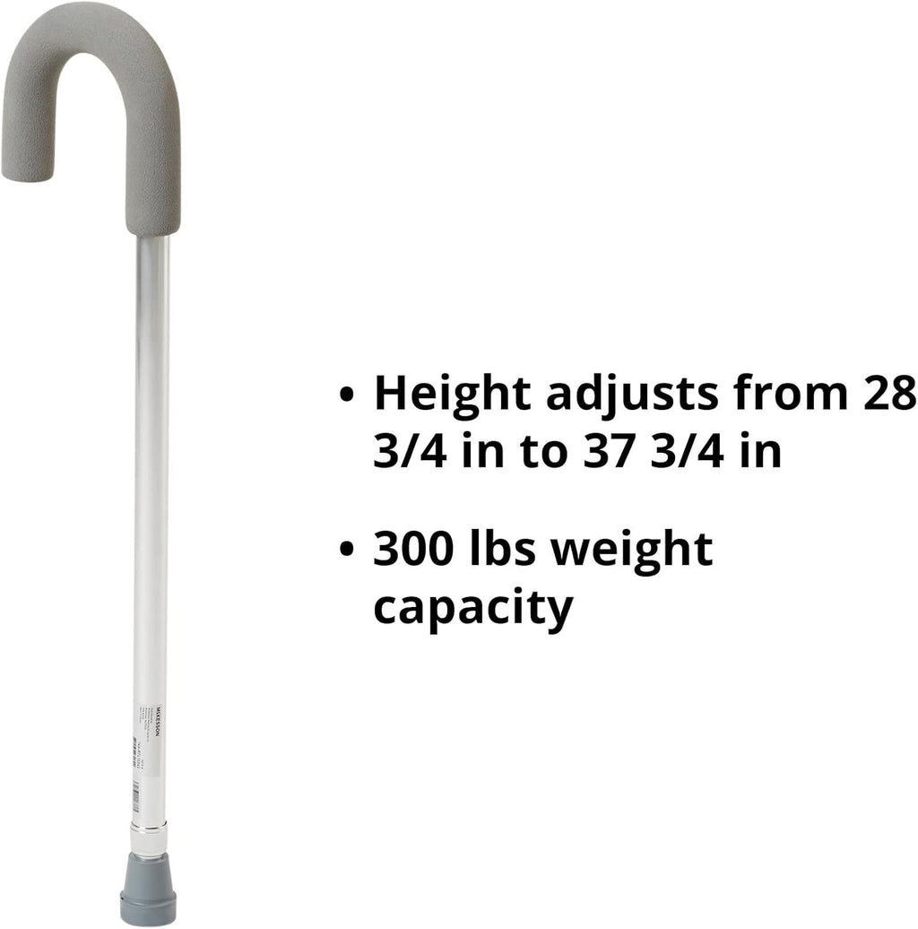 McKesson Aluminum Round Handle Height-Adjustable Cane with Foam Grip

