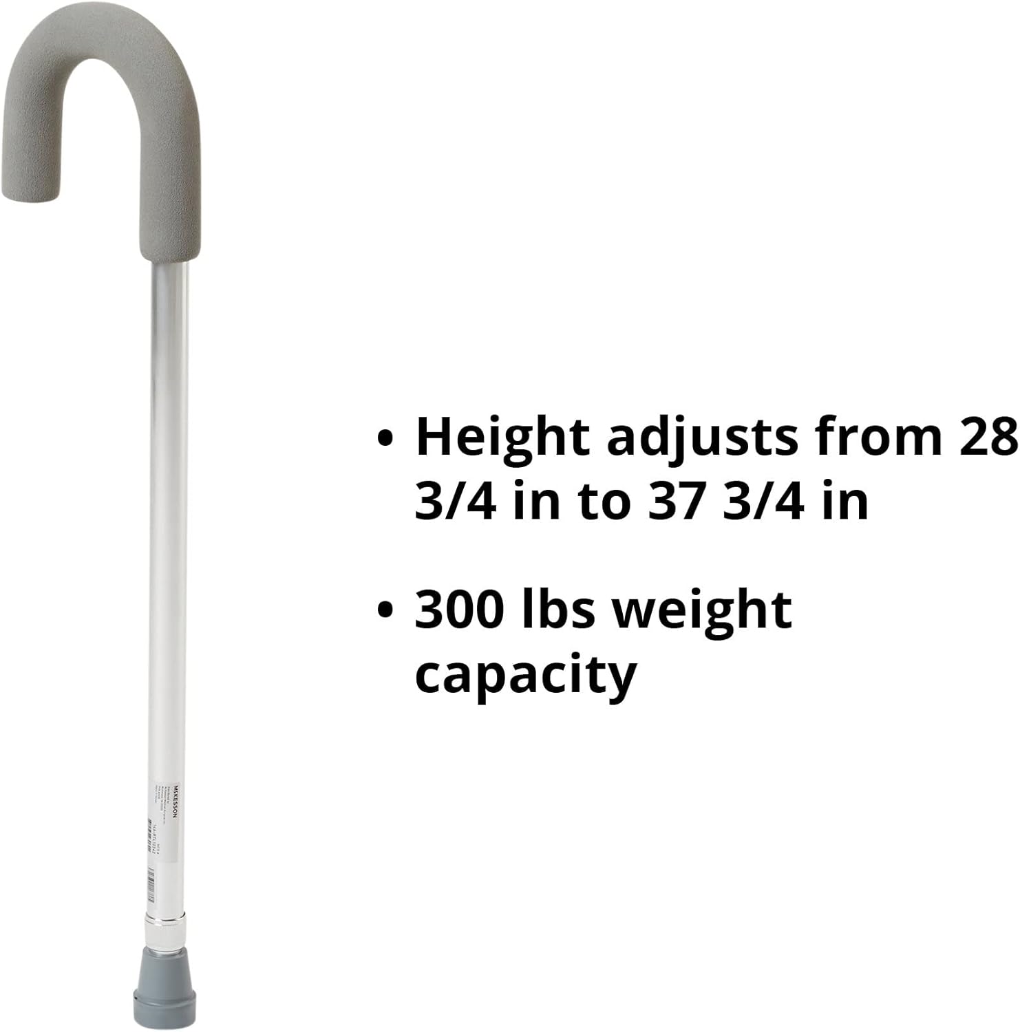 McKesson Aluminum Round Handle Height-Adjustable Cane with Foam Grip

