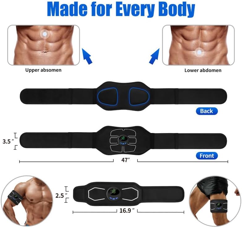 MarCoolTrip Electronic Muscle Stimulator Belt, Abs and Body Fitness Toning Trainer

