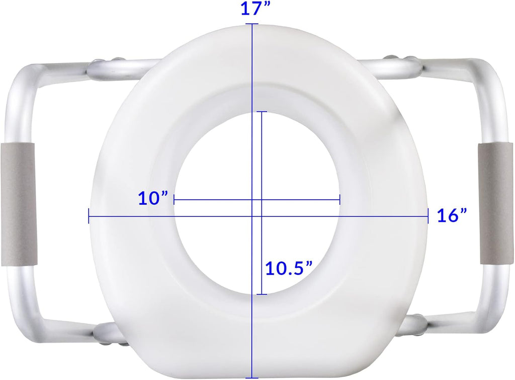 PCP Raised Toilet Seat with Safety Frame, Pre-Assembled Tool-Free, Adjustable Height

