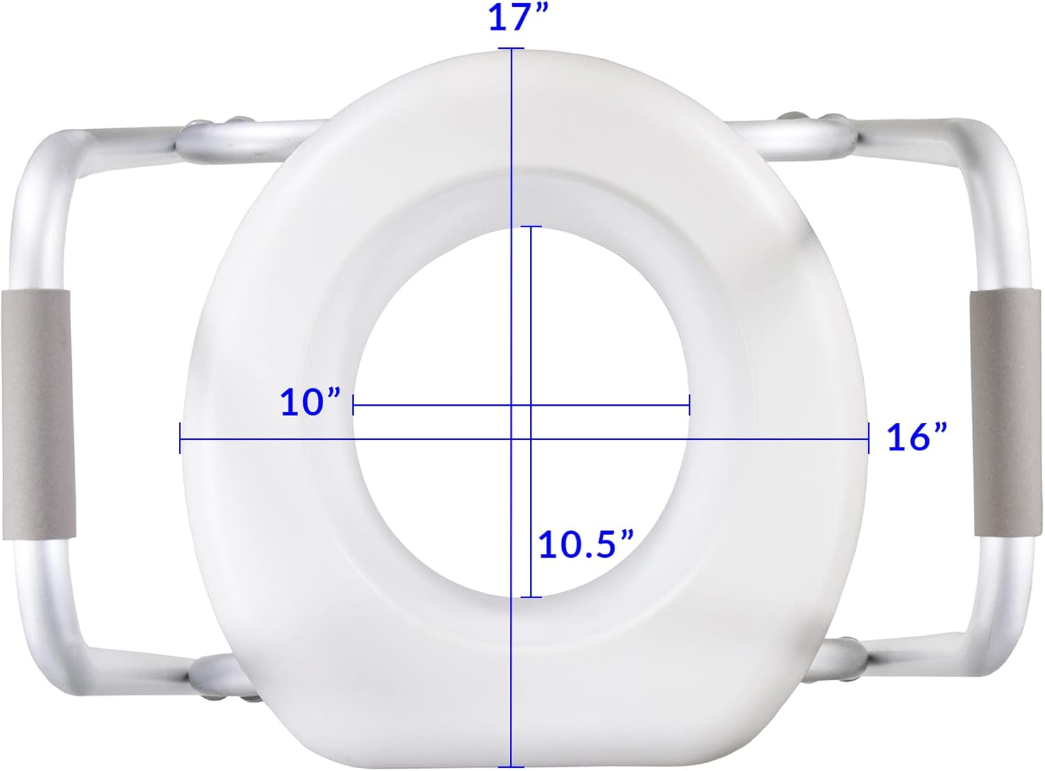 PCP Raised Toilet Seat with Safety Frame, Pre-Assembled Tool-Free, Adjustable Height

