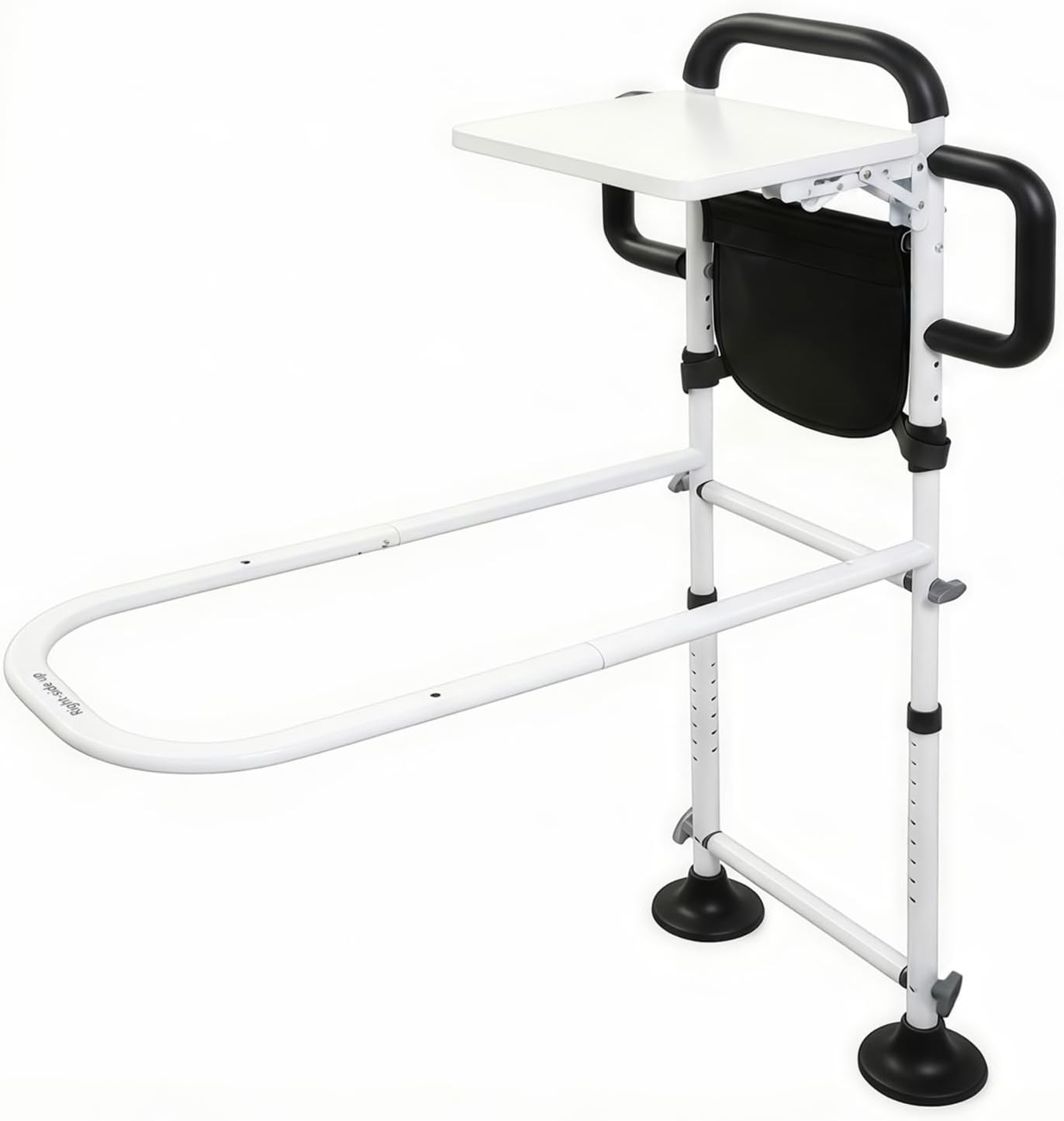 Height Adjustable Bed Rail for Elderly with Non-Slip Grip, Assist Bar and Table

